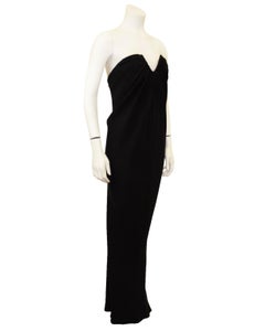 1980s Carolyne Roehm Black Strapless Gown