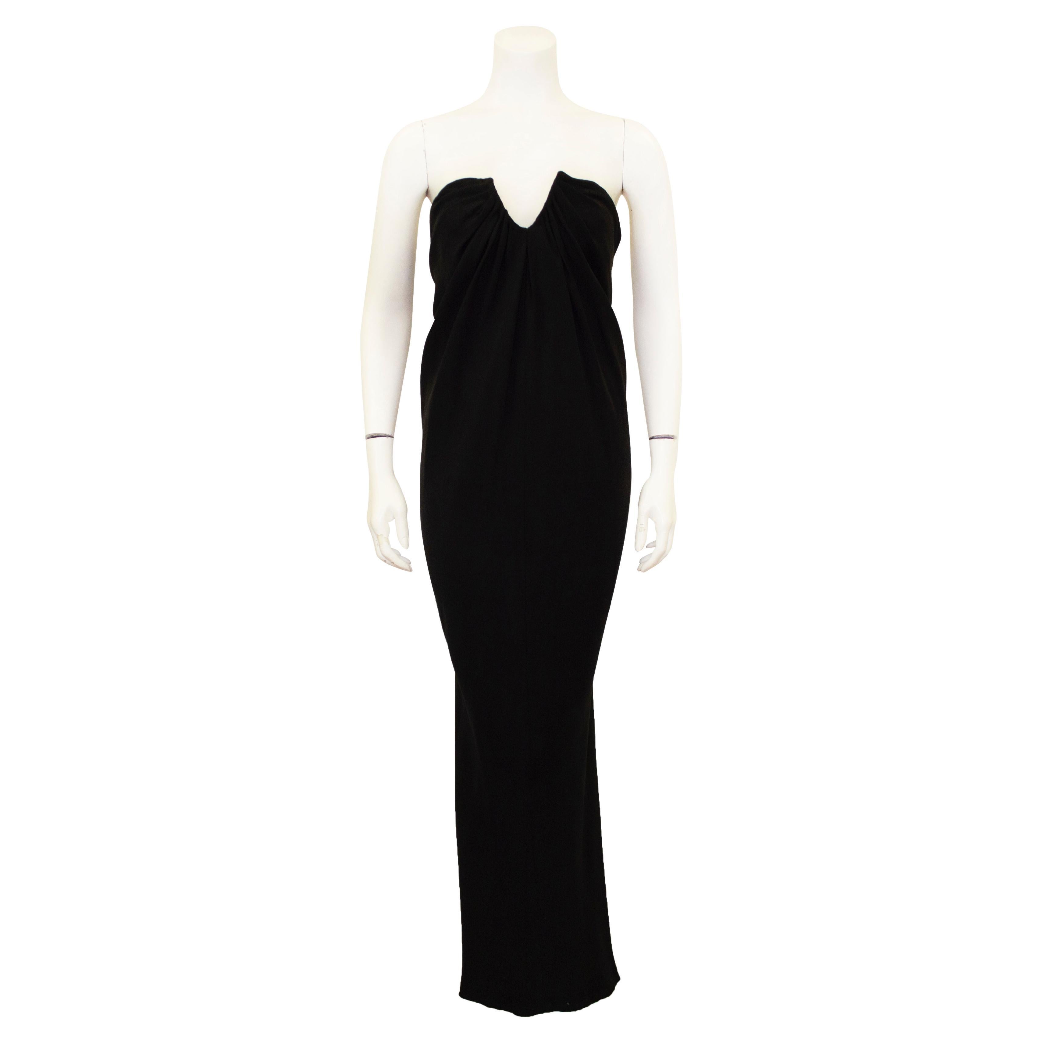 1980s Carolyne Roehm Black Strapless Gown  For Sale
