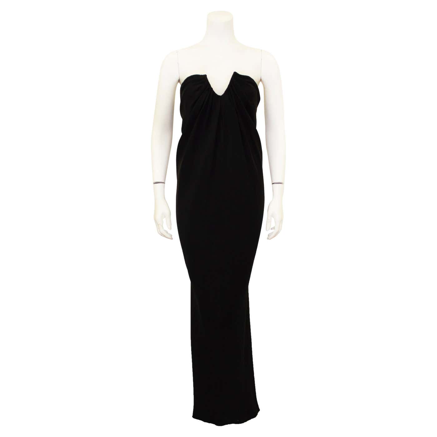 1980s Carolyne Roehm Black Strapless Gown For Sale at 1stDibs