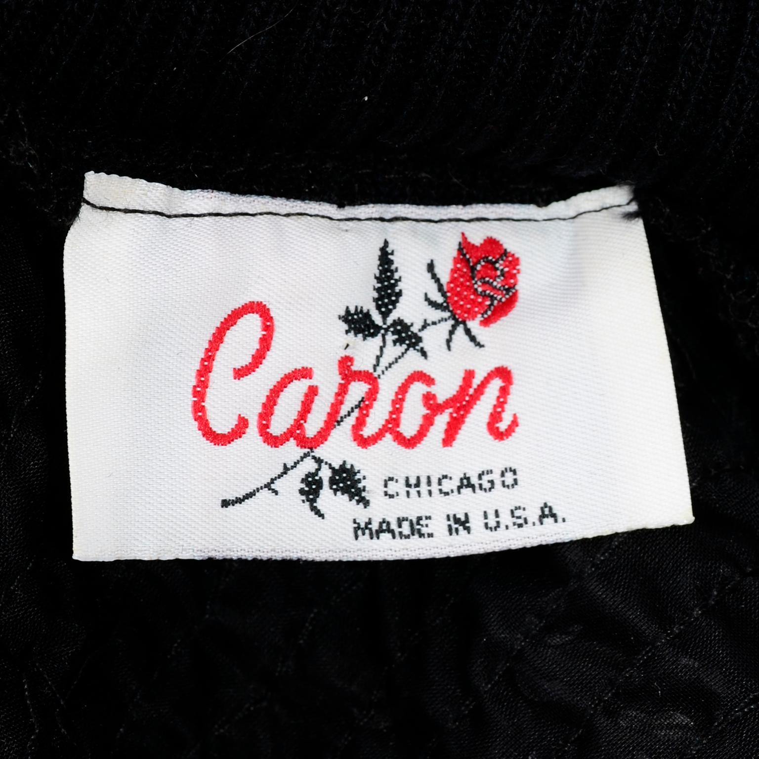 1980s Caron Vintage Black Sequin Zip Front Sweatshirt Style Jacket Top 8