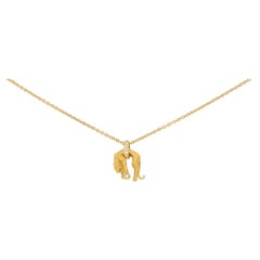 Vintage 1980s Carrera y Carrera Diamond Panther Necklace in Yellow Gold