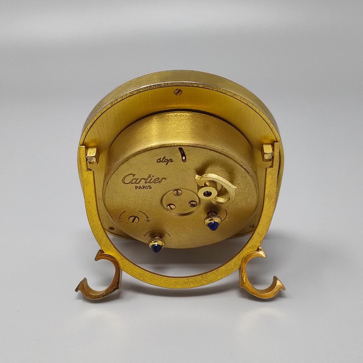 1980s Cartier Art Deco Style Alarm Clock 24K Gold Plated. Made in Swiss For Sale 2
