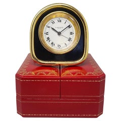 1980s Cartier Art Deco Style Alarm Clock 24K Gold Plated. Made in Swiss