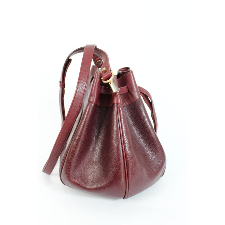 1980s Cartier Burgundy Leather Vintage Shoulder Bag Bucket at 1stDibs ...