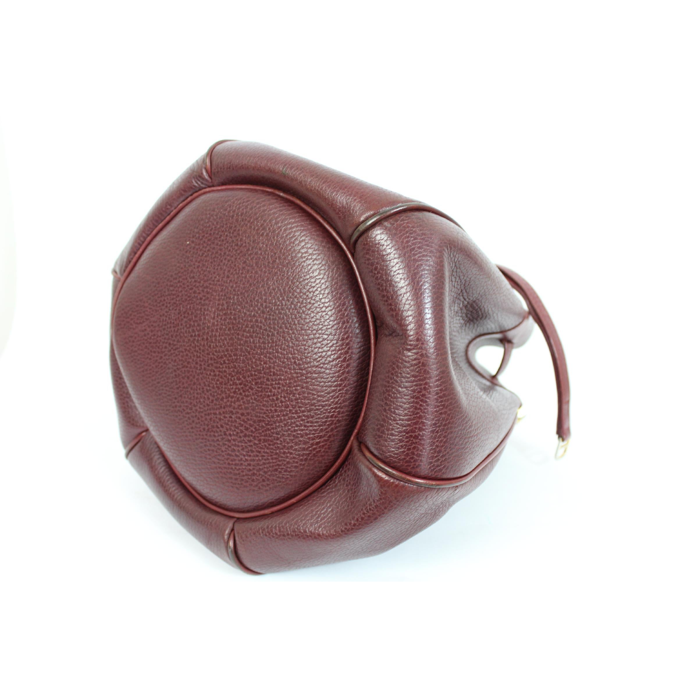 Brown 1980s Cartier Burgundy Leather Vintage Shoulder Bag Bucket 