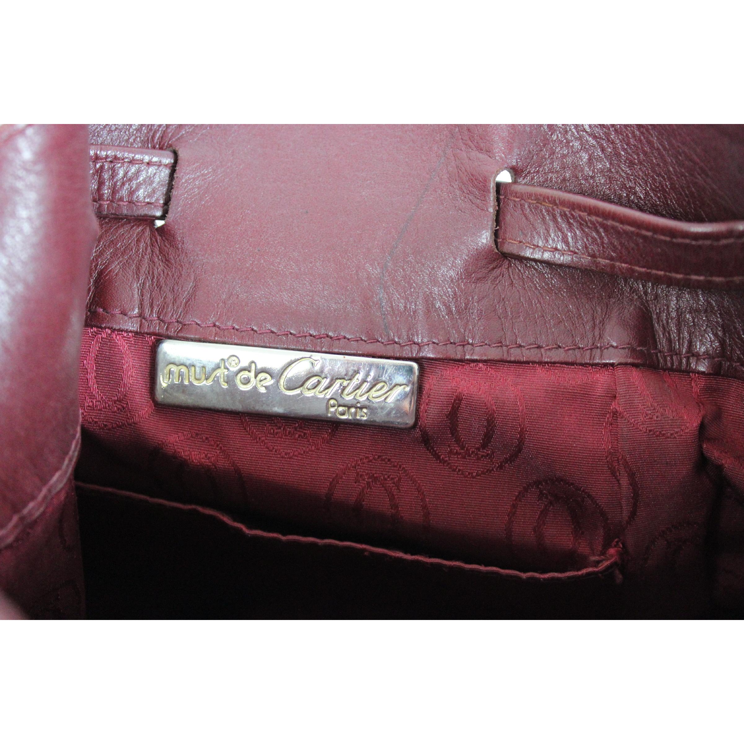 1980s Cartier Burgundy Leather Vintage Shoulder Bag Bucket  1