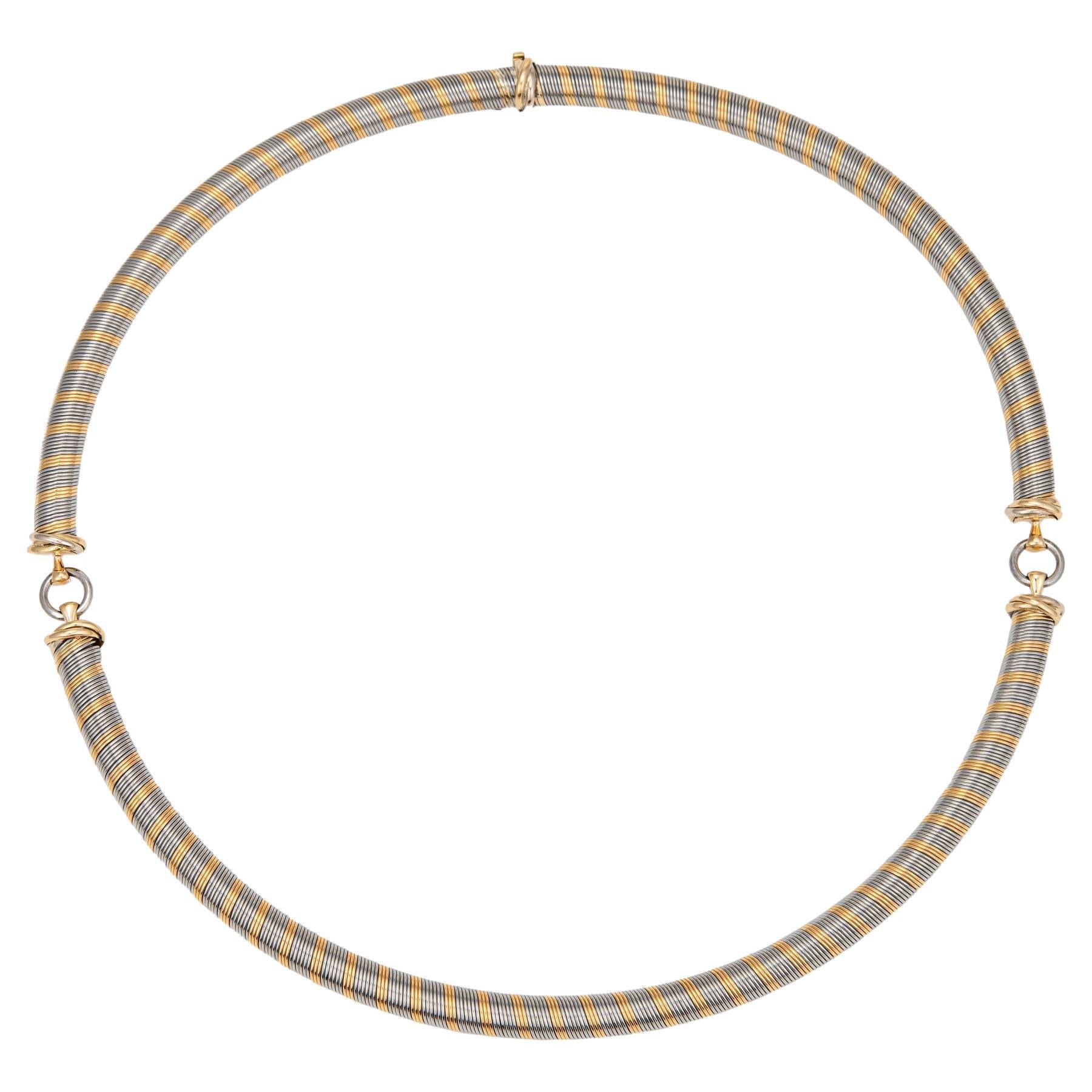 1980er Jahre Cartier Choker Halskette Trinity Edelstahl 18k Gelbgold Schmuck im Angebot