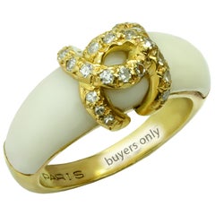 1970s Cartier Diamond White Coral Yellow Gold Ring