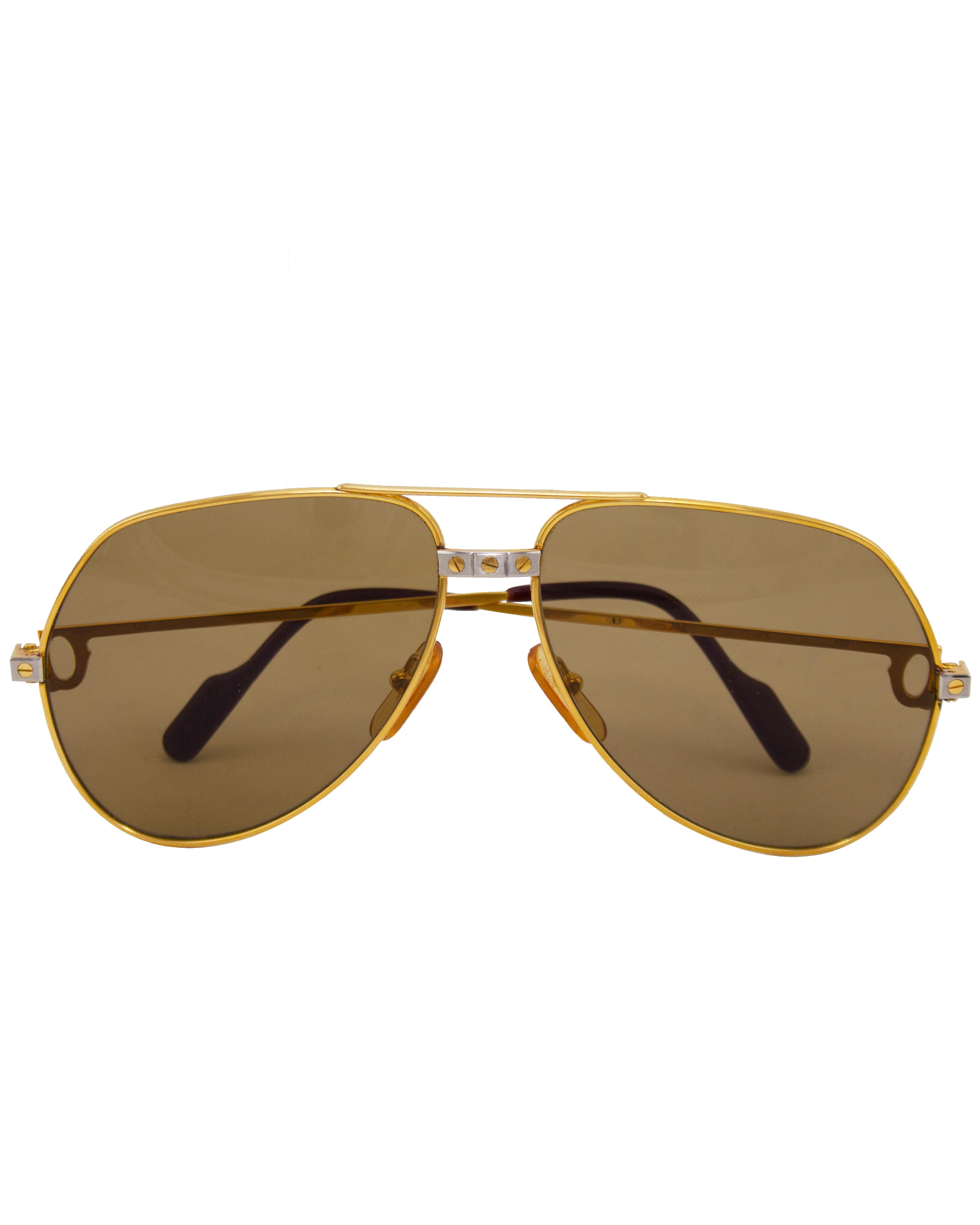 1980er Cartier Goldton Romantik Santos Pilotenbrille für Damen oder Herren im Angebot