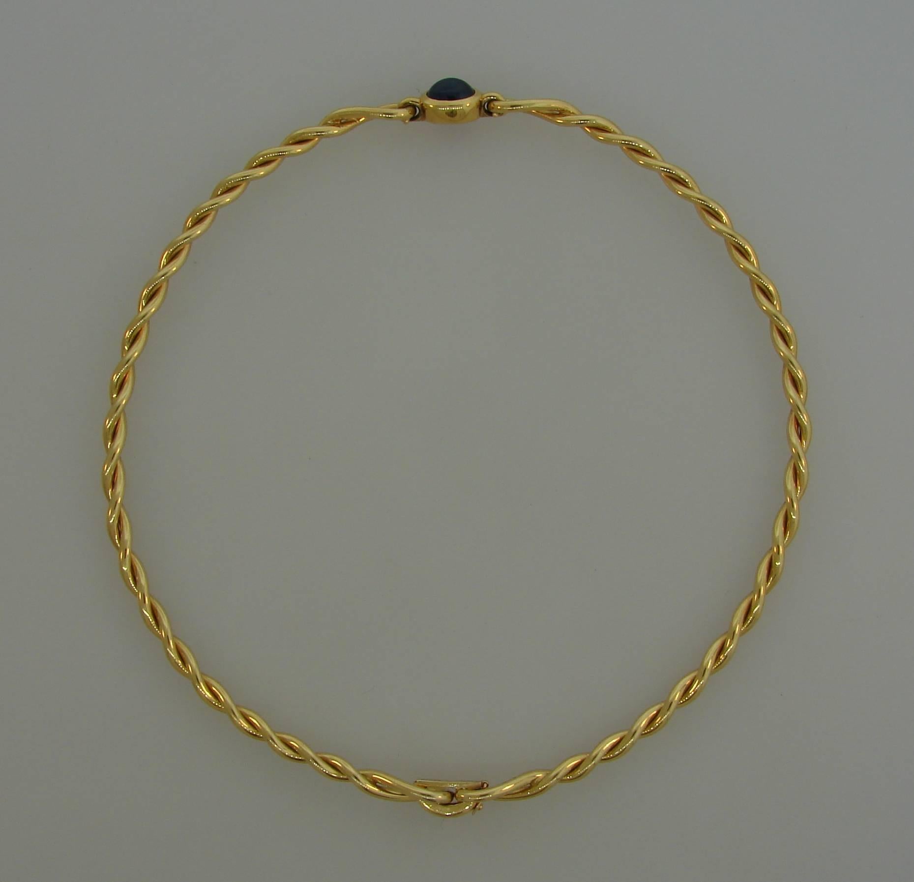 Women's 1980s Cartier Sapphire Yellow Gold Choker Necklace