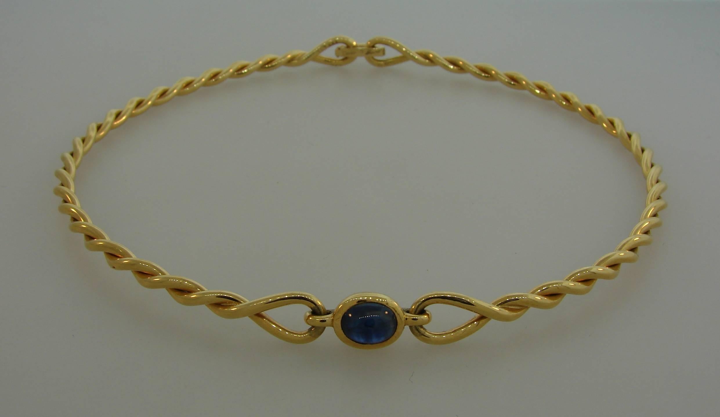 1980s Cartier Sapphire Yellow Gold Choker Necklace 2