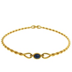 1980s Cartier Sapphire Yellow Gold Choker Necklace