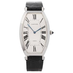 Retro 1980s Cartier Tonneau XL Platinum 1098 Wristwatch