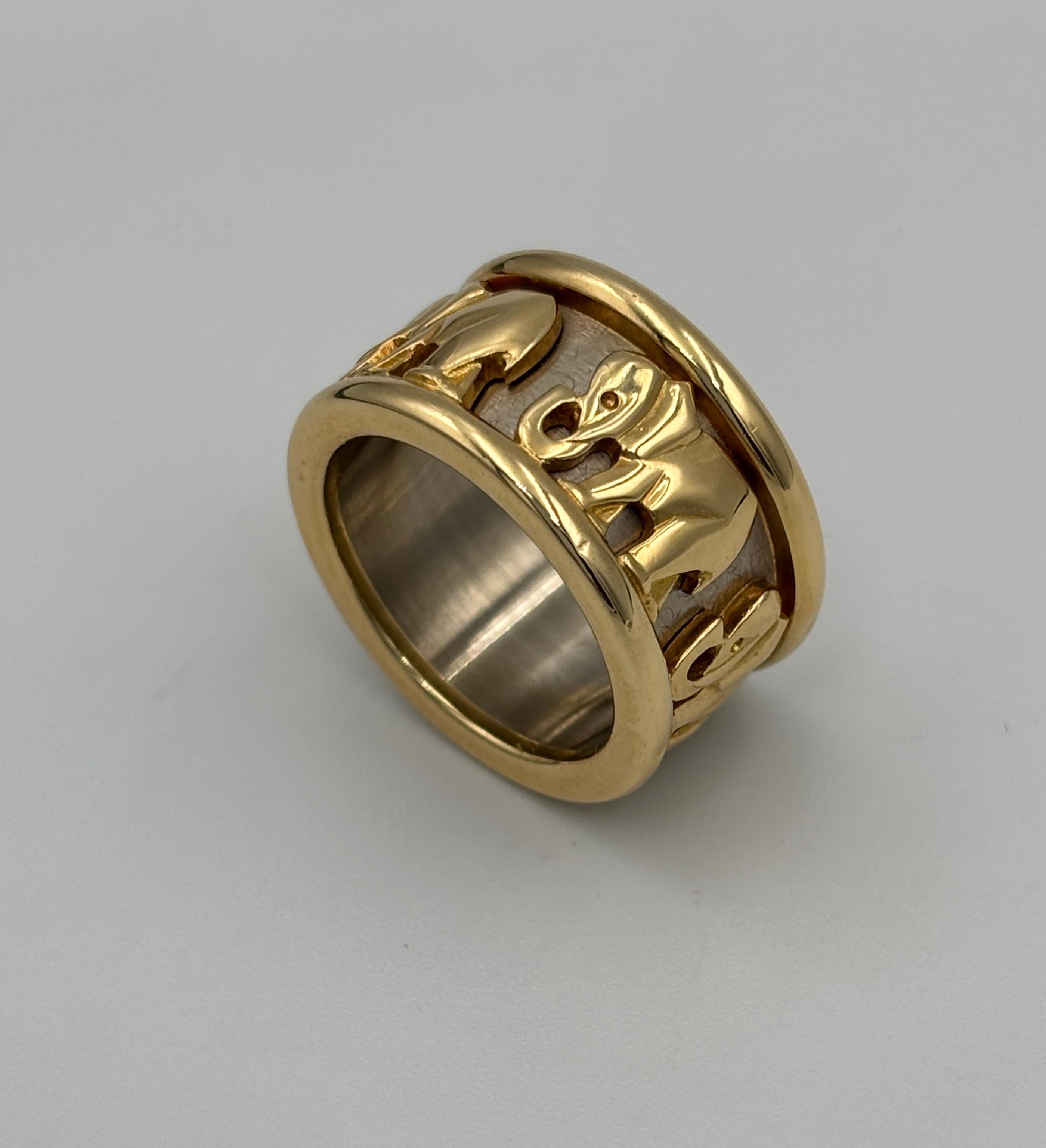 Bague éléphant en or blanc et jaune de Cartier des années 1980 en vente 2