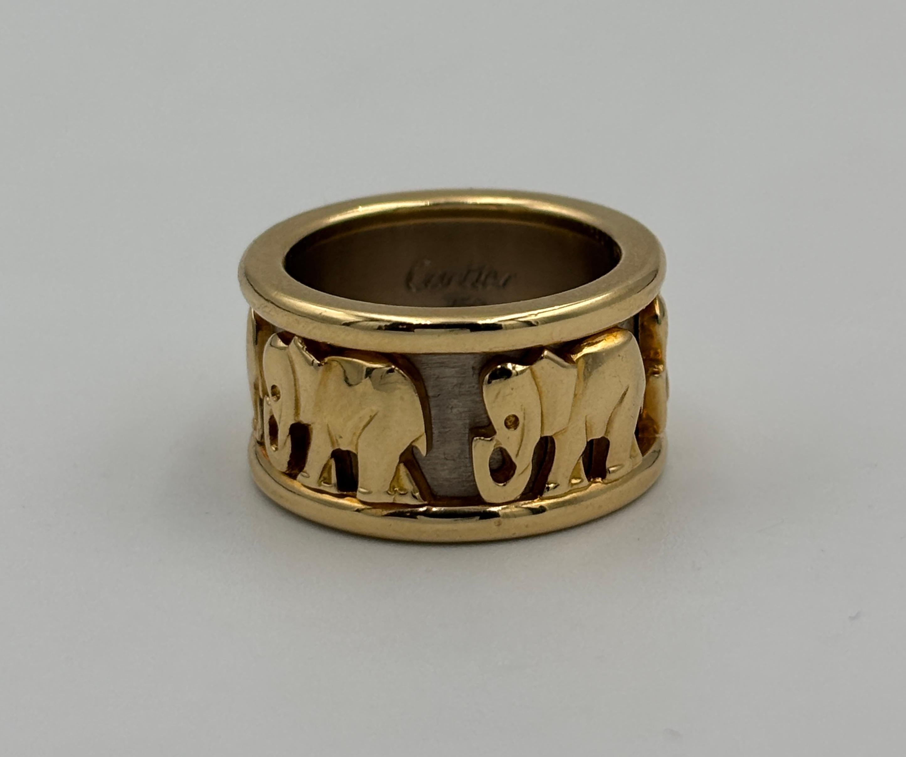 Bague éléphant en or blanc et jaune de Cartier des années 1980 en vente 3