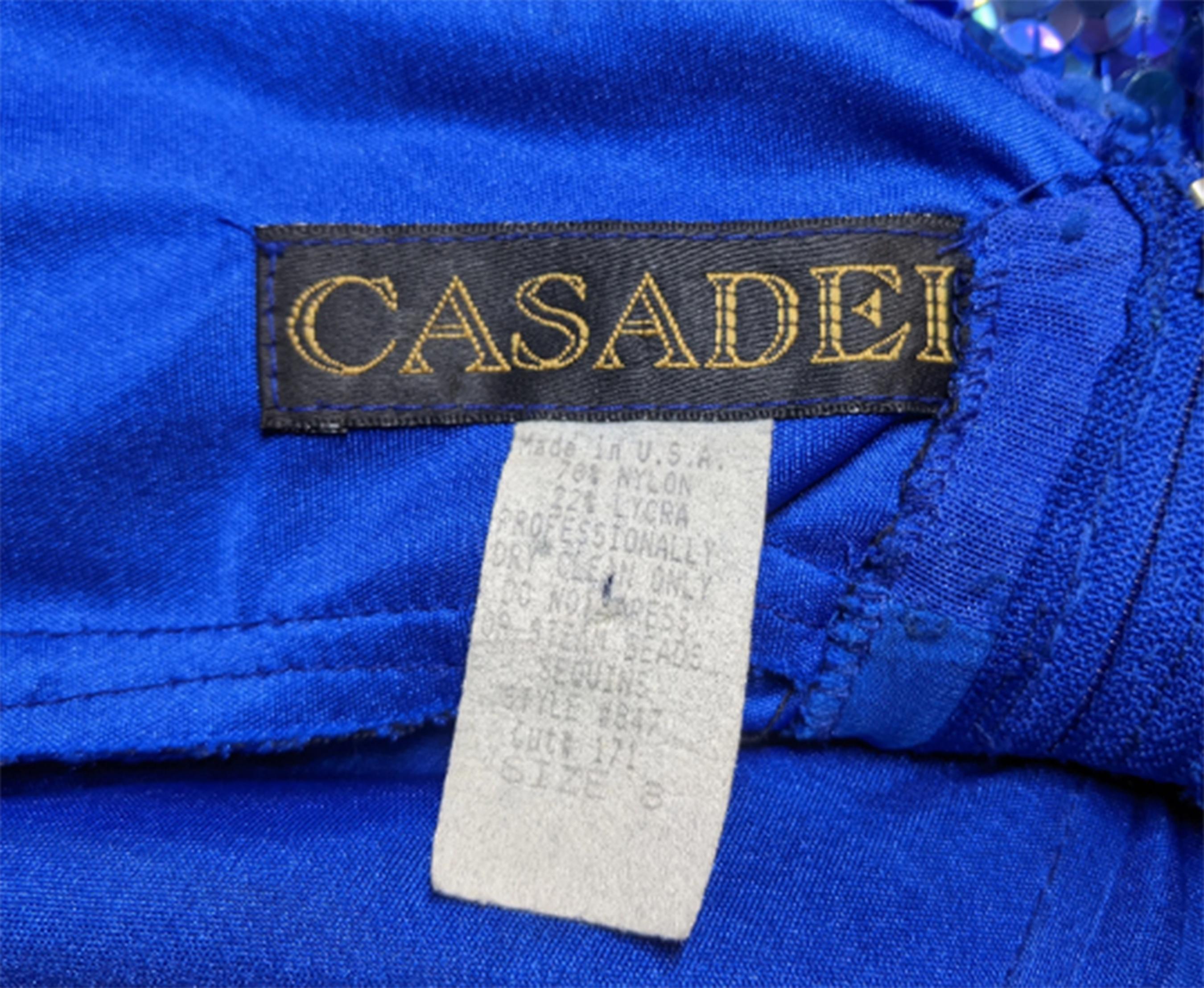 1980s Casadei Blue Sequined Maxi Dress For Sale 2
