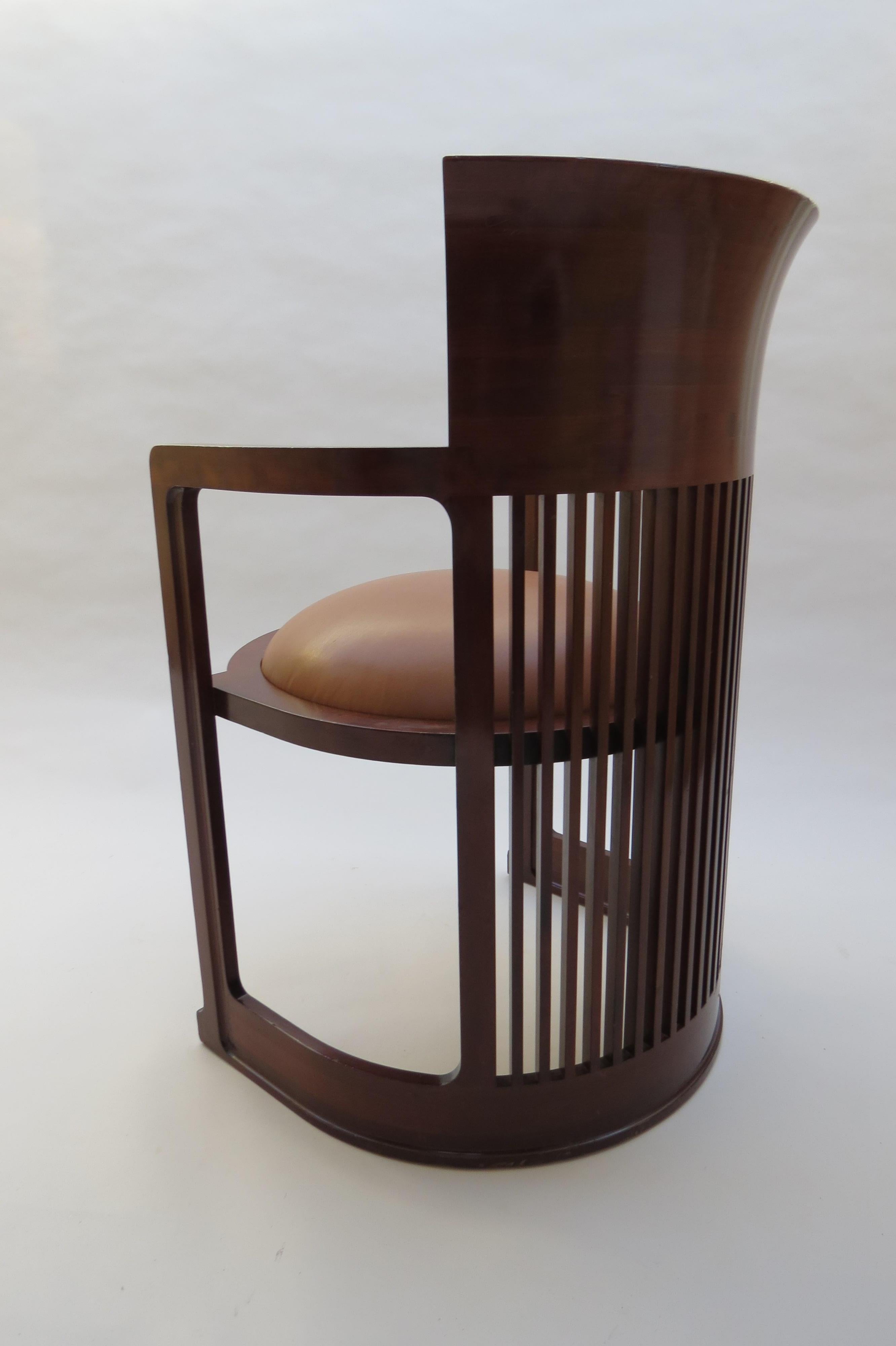 Bauhaus 1980s Cassina Barrel Taliesin Chair Designed by Frank Lloyd Wright Cherrywood