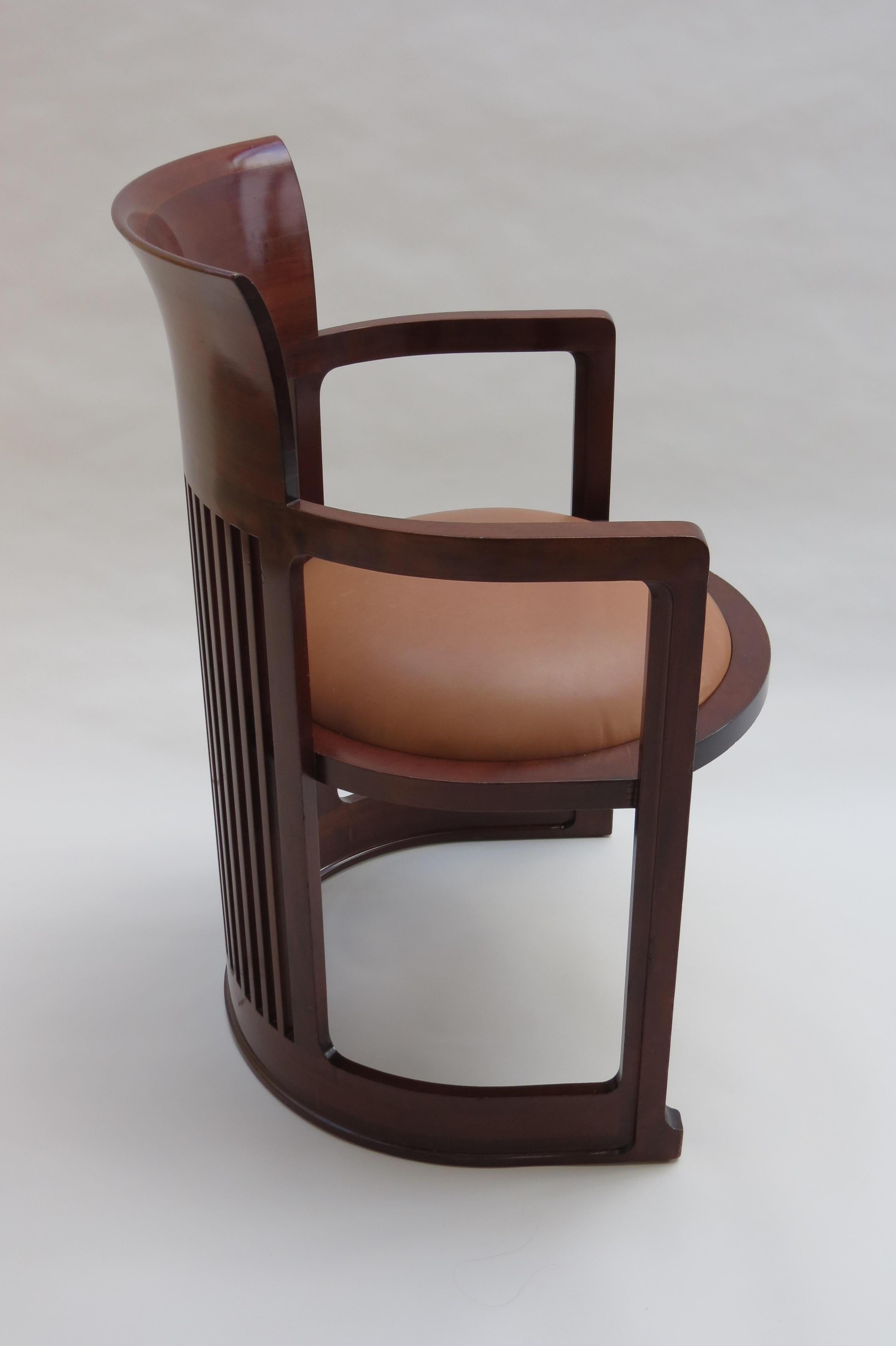 1980s Cassina Barrel Taliesin Chair Designed by Frank Lloyd Wright Cherrywood In Good Condition In Stow on the Wold, GB