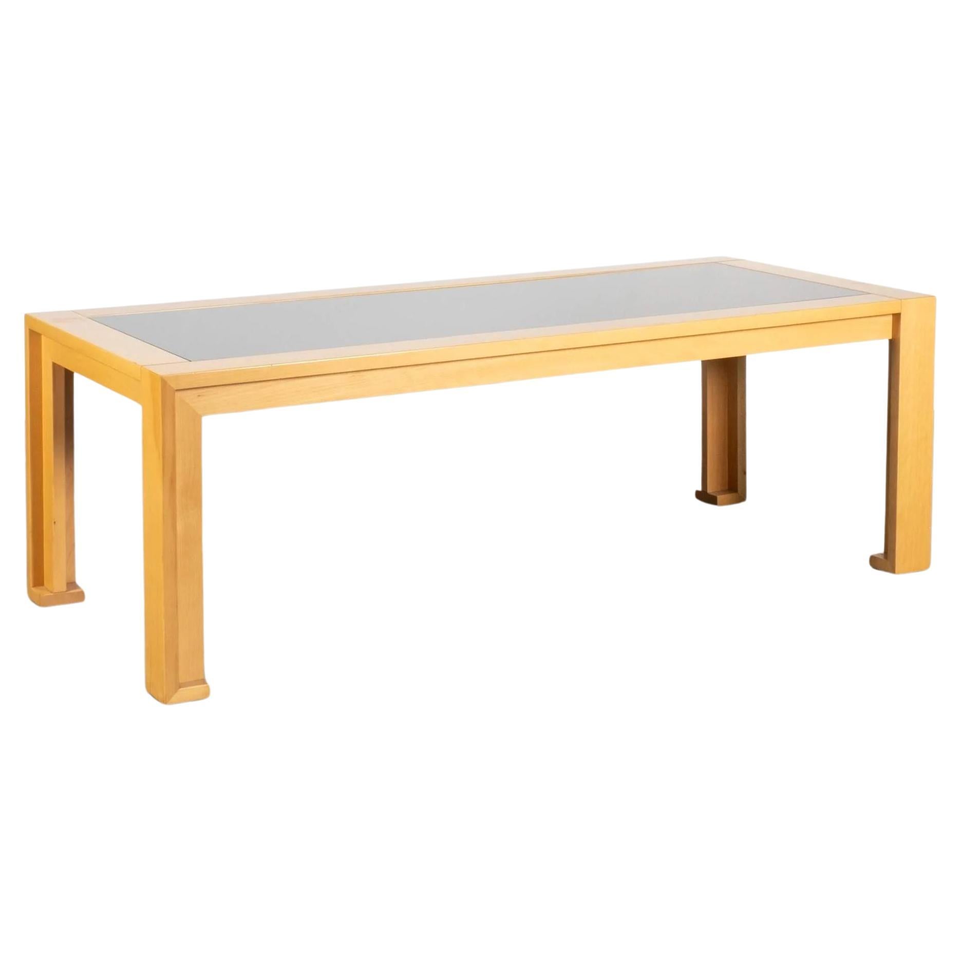 Table de salle à manger en bois et verre fumé Cassina des années 1980 par Afra Scarpa