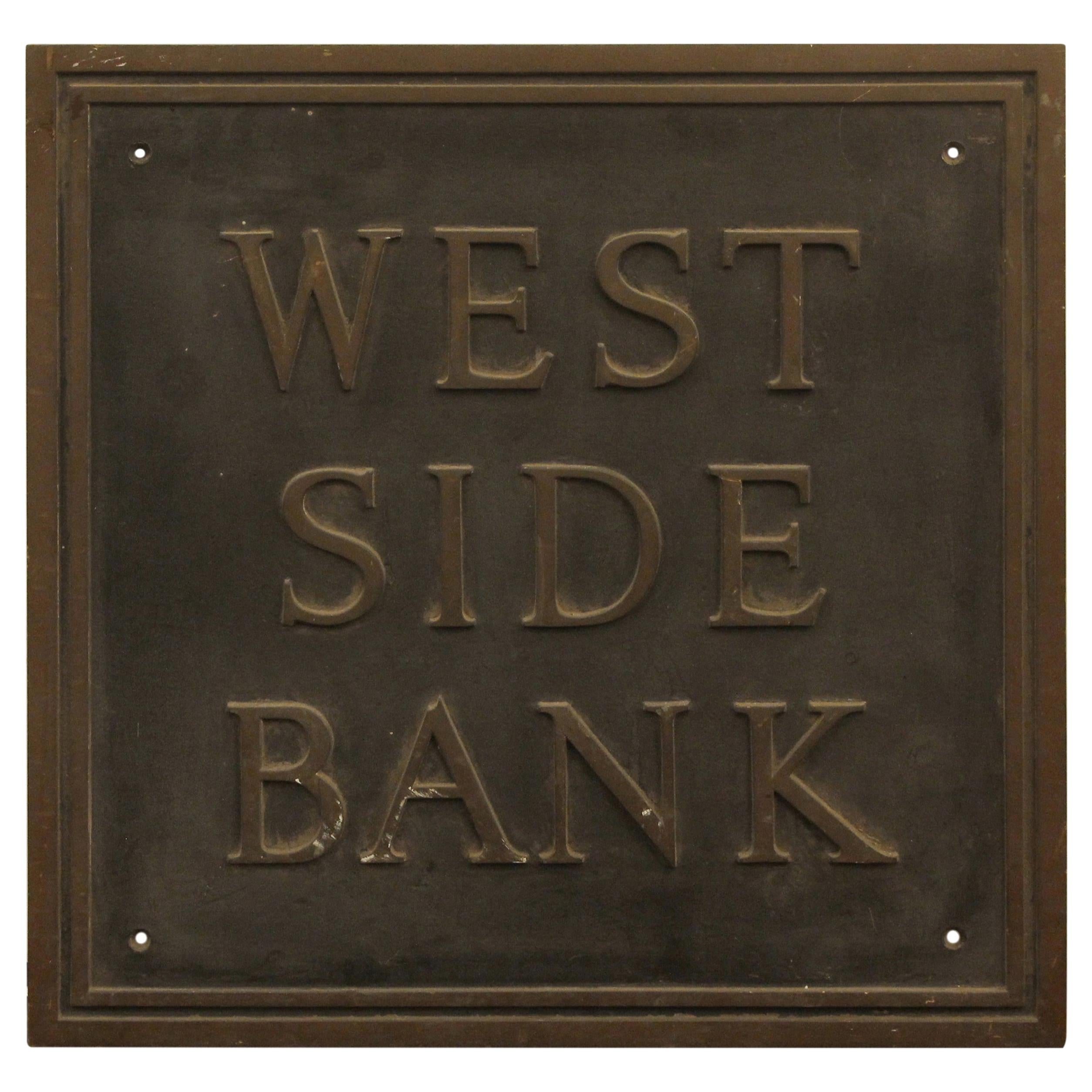 1980s Cast Bronze West Side Bank Plaque