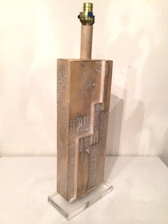 1980s Cast Plaster Table Lamp on a Lucite Base by Casual Lamps of California