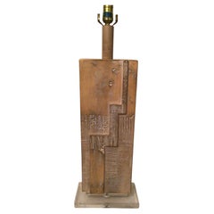1980s Cast Plaster Table Lamp on a Lucite Base by Casual Lamps of California