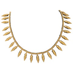 1980s Castellani Cleopatra Style Fringe Pendants High Karat Gold Necklace