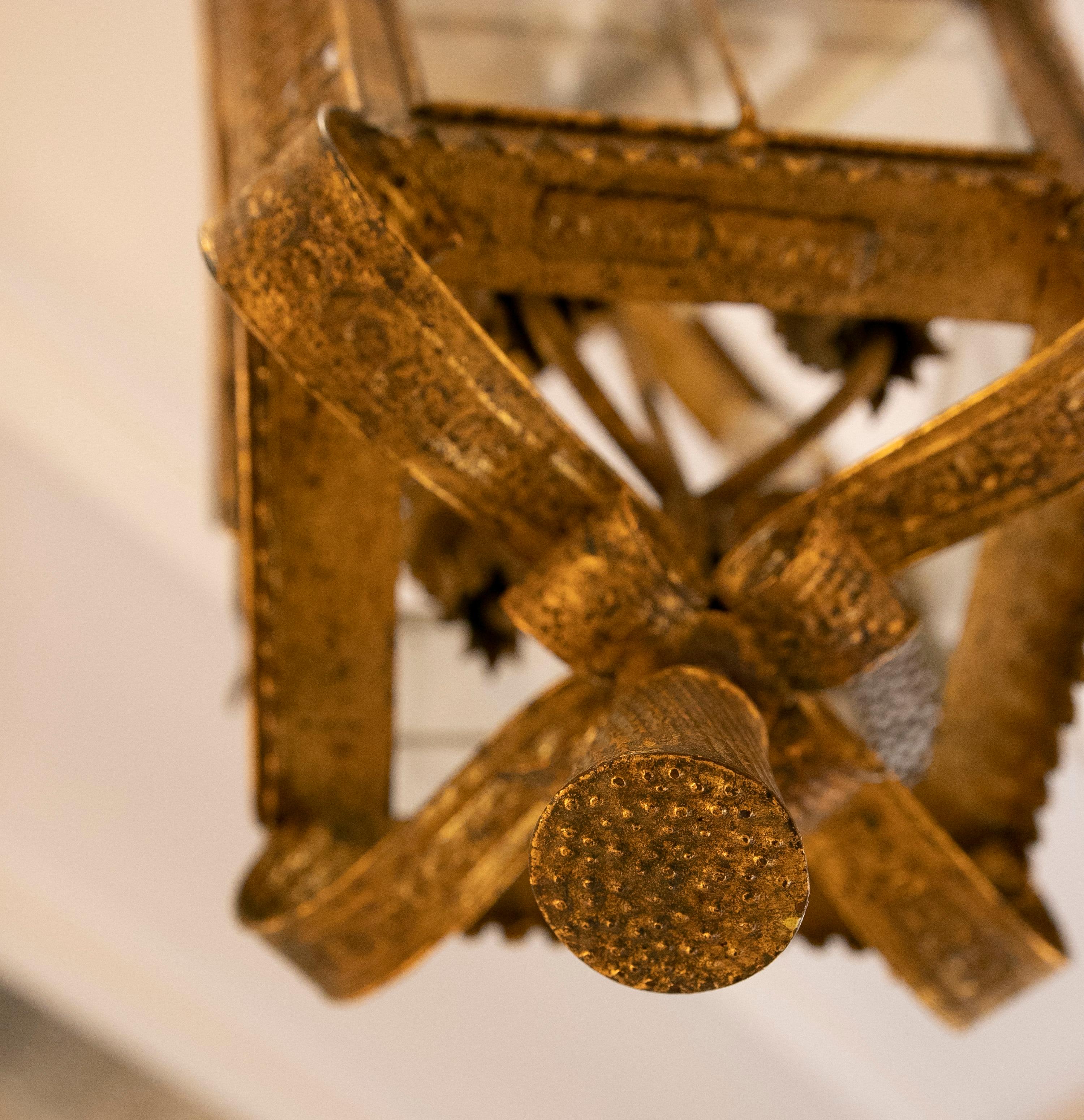 1980s Ceiling Lantern in Gilded Iron 4