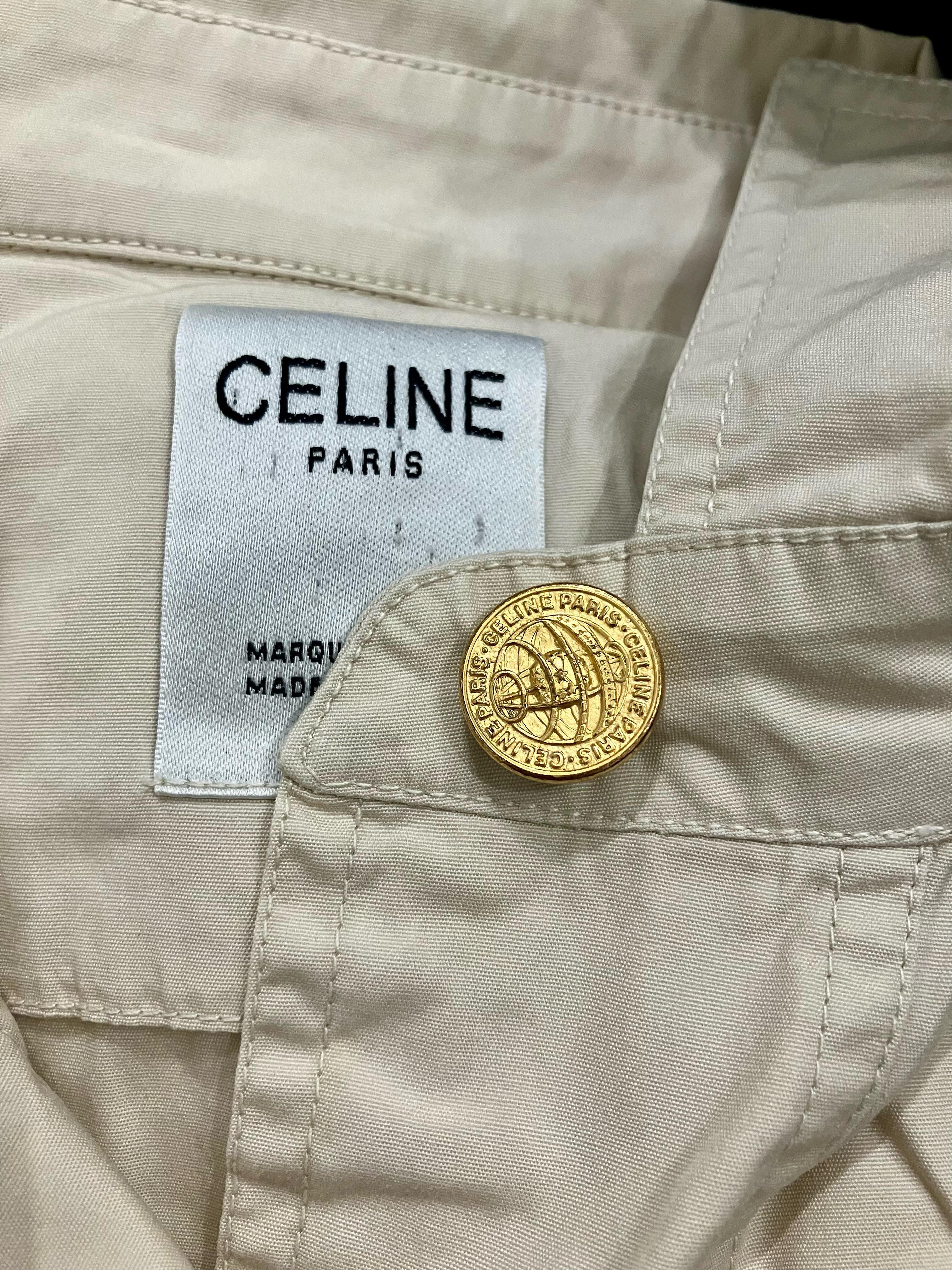 Women's 1980s Celine Camel Cotton Safari Dress For Sale