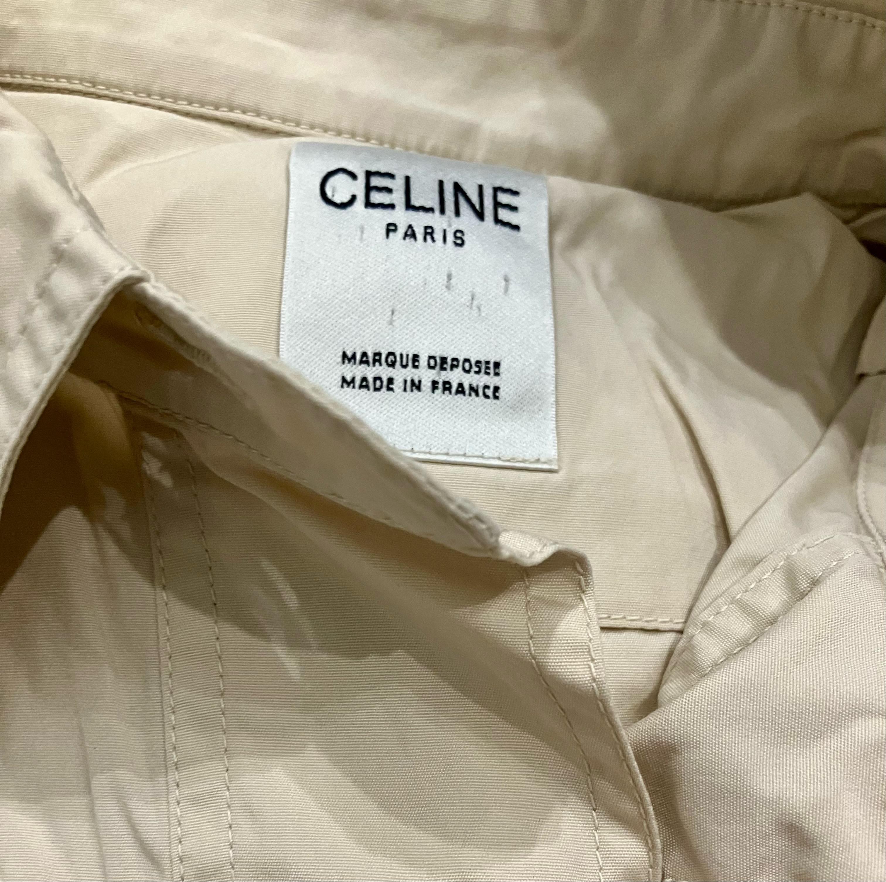 1980s Celine Camel Cotton Safari Dress For Sale 1