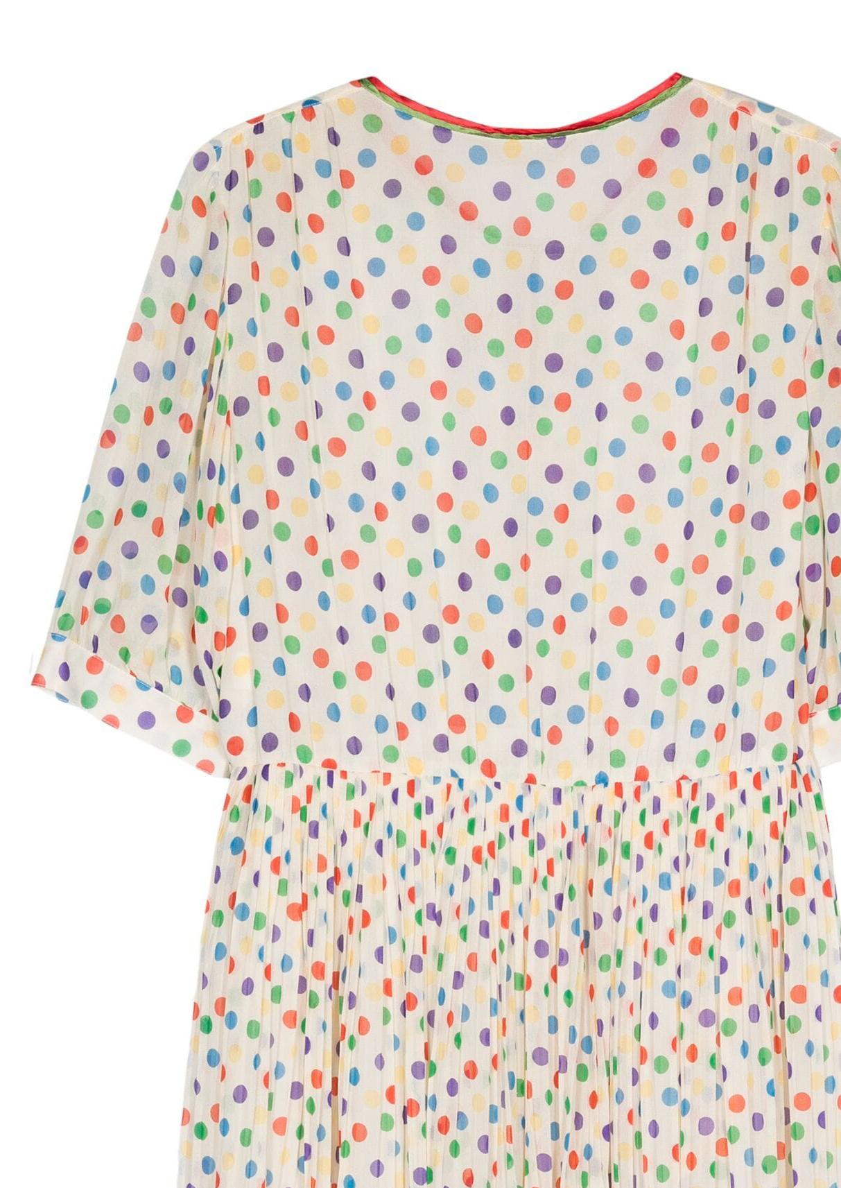 1980s Celine Polka-Dot Dress In Good Condition For Sale In Paris, FR