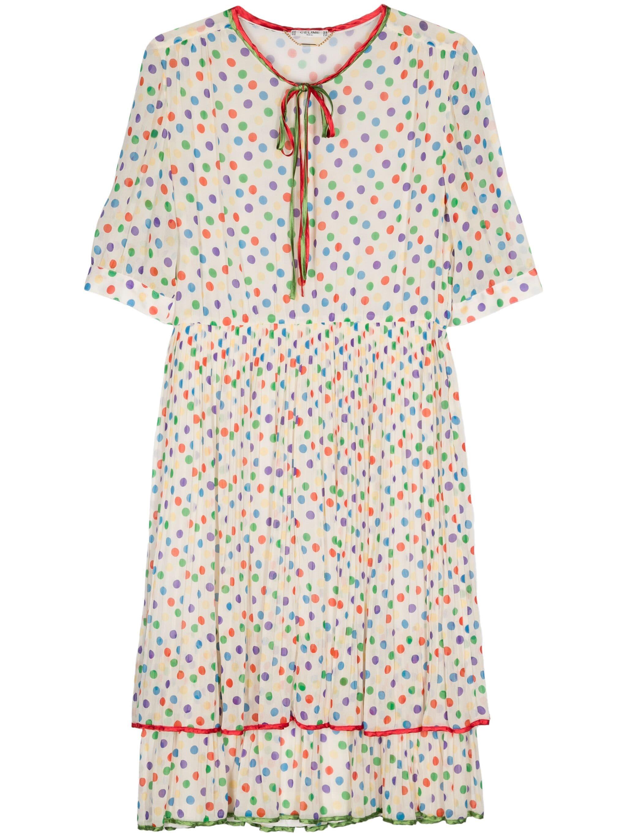 Women's 1980s Celine Polka-Dot Dress For Sale
