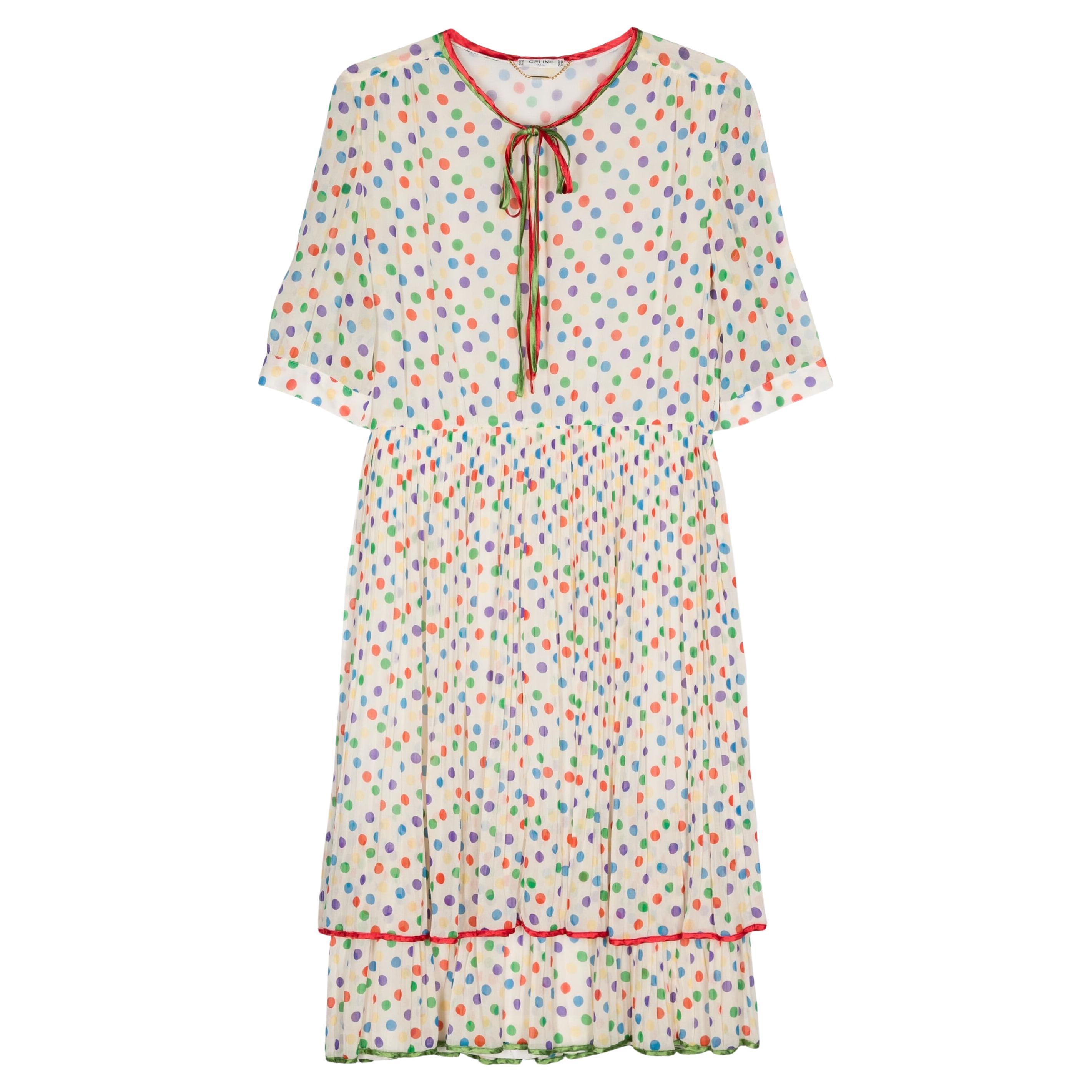 1980s Celine Polka-Dot Dress