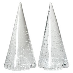 1980s Cenedese Italian Pair of Vintage Crystal Murano Glass Obelisks Sculptures