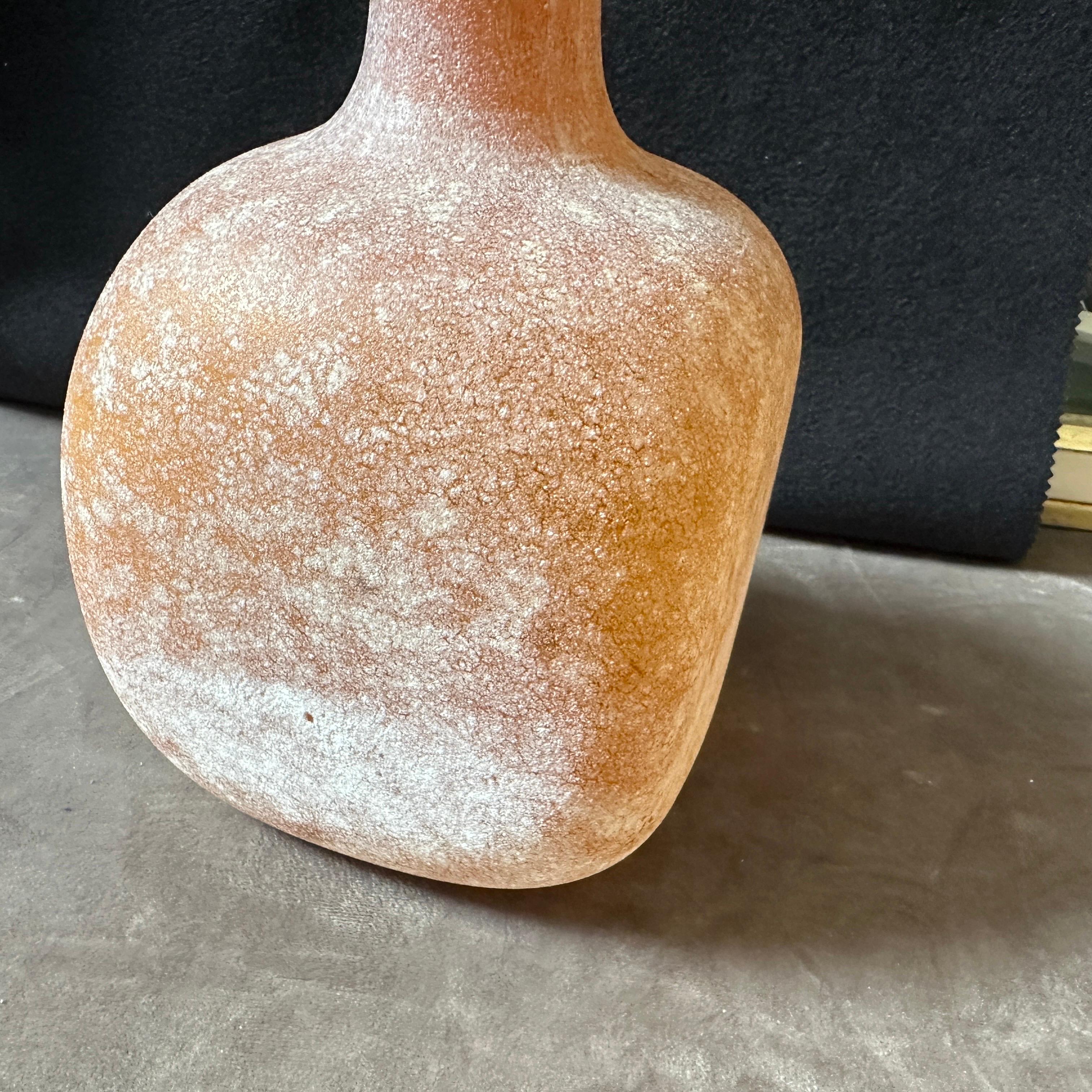 1980s Cenedese Style Organic Yellow Scavo Murano Glass Square Vase 5
