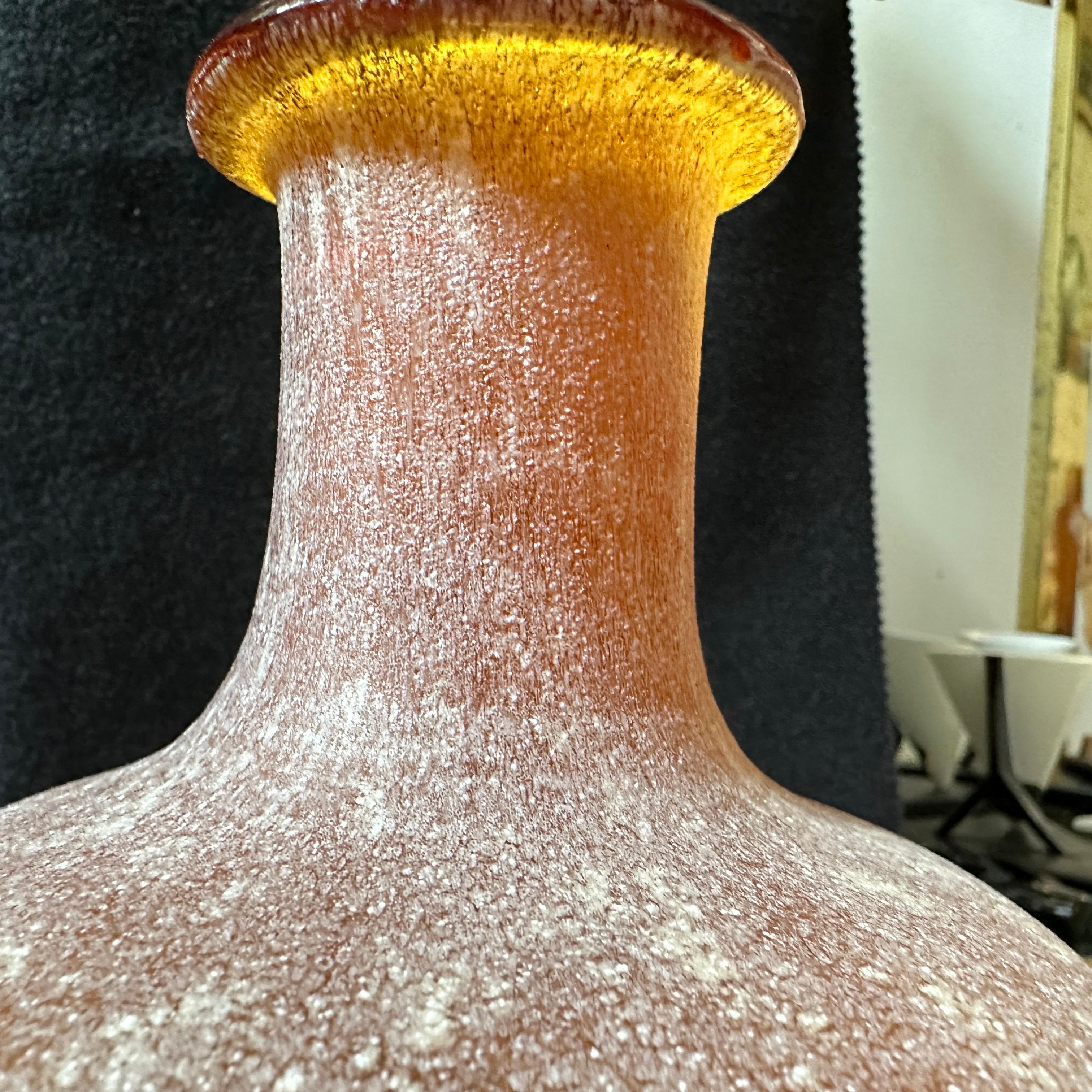 1980s Cenedese Style Organic Yellow Scavo Murano Glass Square Vase 6