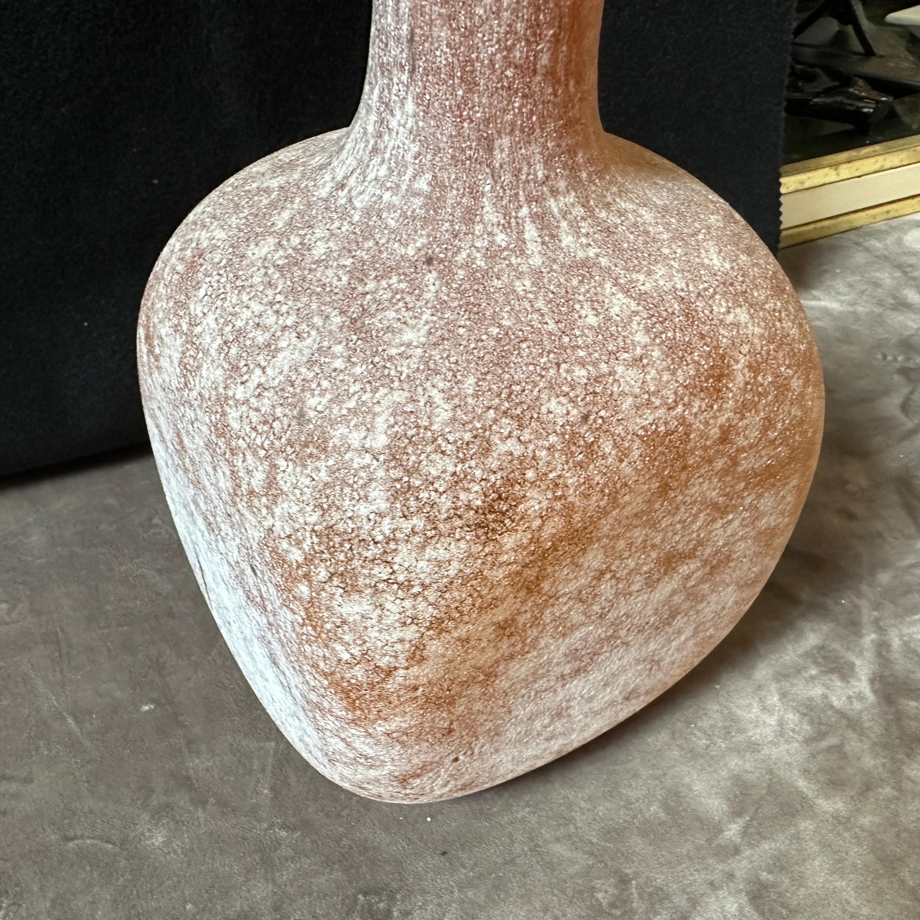 Italian 1980s Cenedese Style Organic Yellow Scavo Murano Glass Square Vase