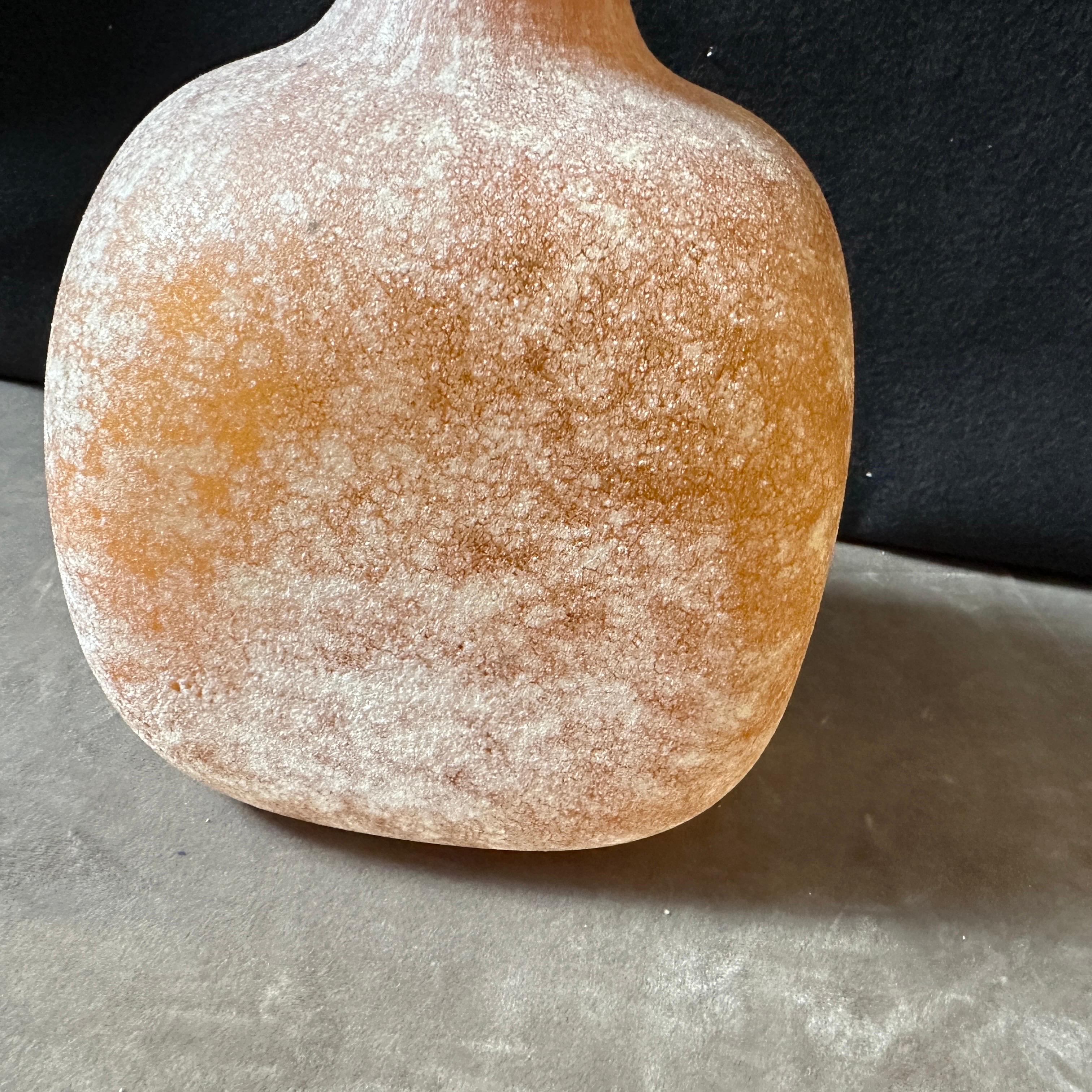 1980s Cenedese Style Organic Yellow Scavo Murano Glass Square Vase In Good Condition In Aci Castello, IT