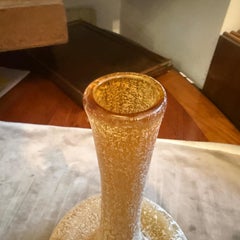 1980s Cenedese Style Yellow Scavo Murano Glass Vase