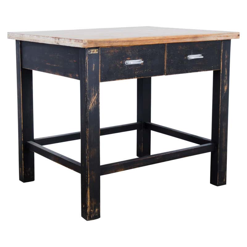 Backery Work Table 1980s Spanish Bakery Work Table with Steel Legs For Sale at 1stDibs
