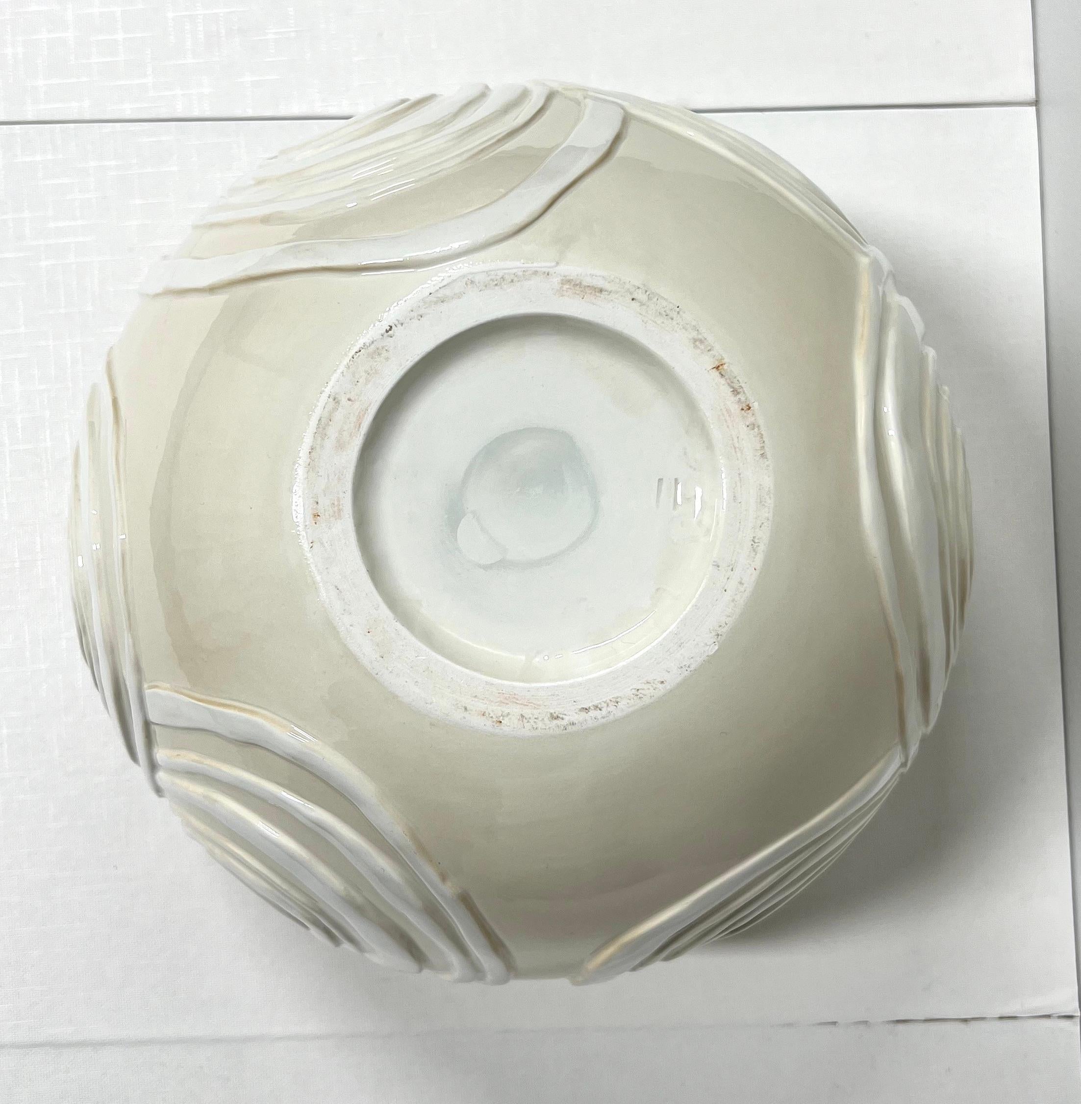 20th Century 1980's Ceramic Contemporary Swirl Design Large Bowl For Sale