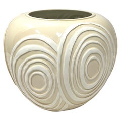Vintage 1980's Ceramic Contemporary Swirl Design Large Bowl