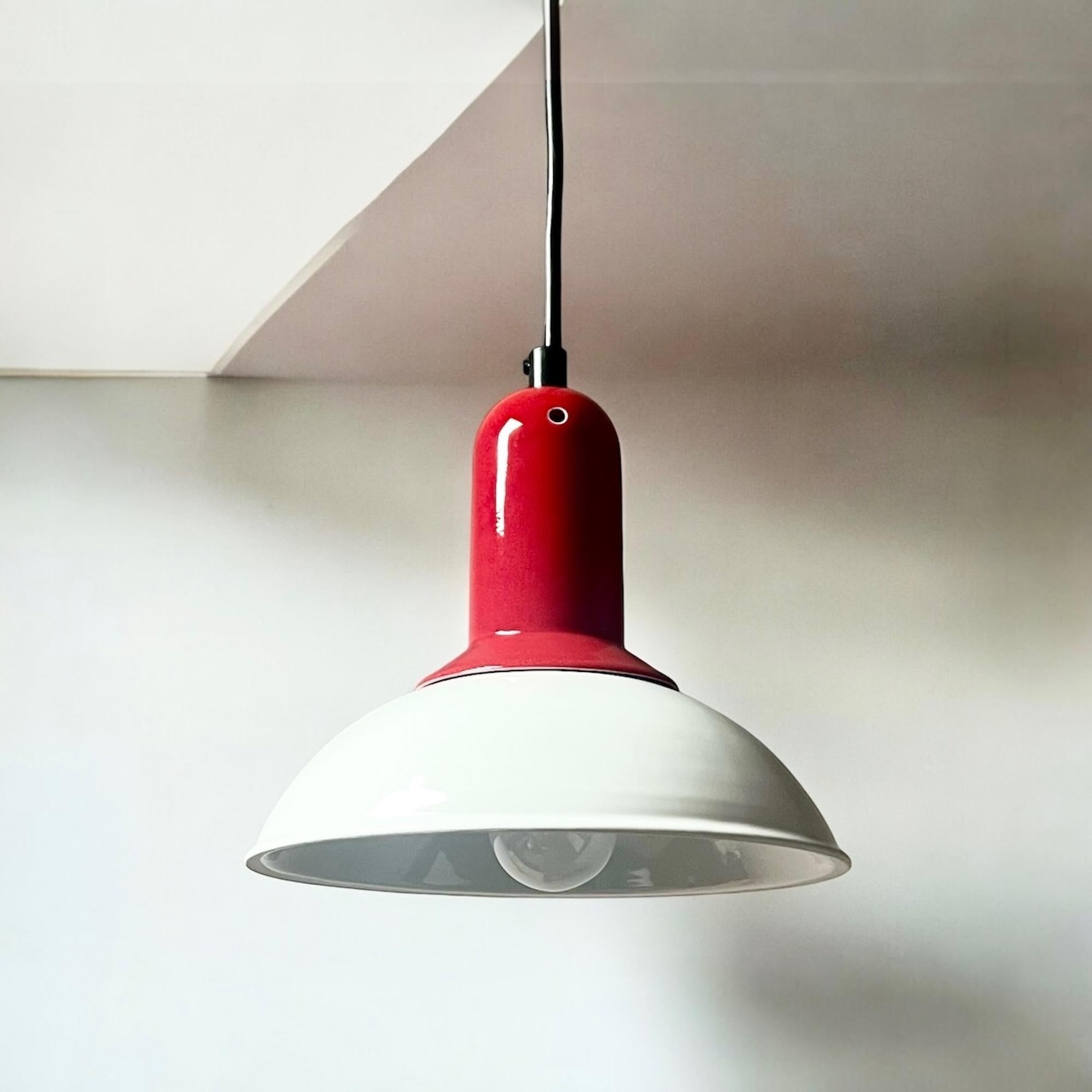 Minimalist 1980s Ceramic Hanging Lamp Imago Italy - Vintage Elegance New Old Stock For Sale