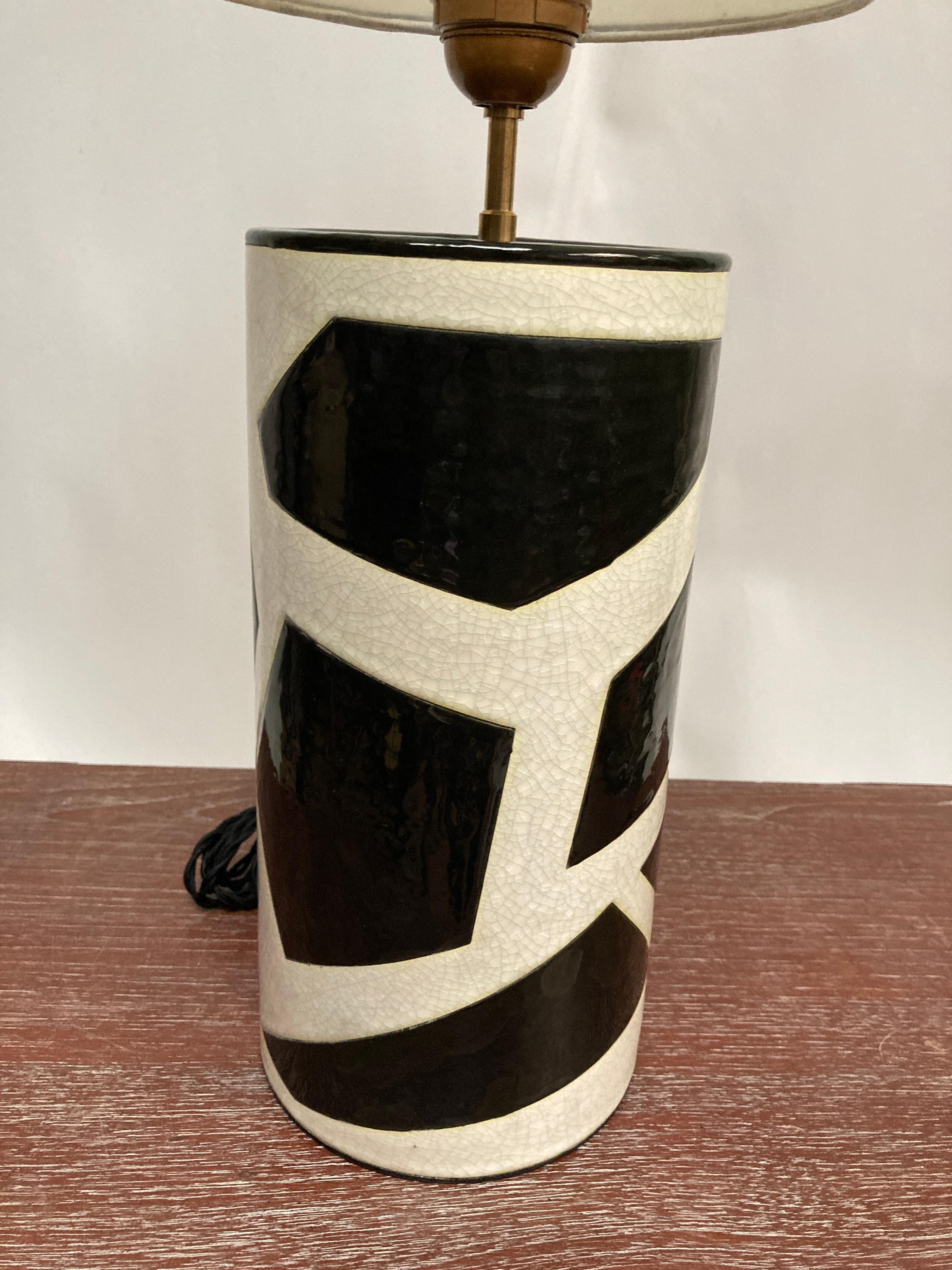 French 1980's Ceramic lamp by Longwy For Sale