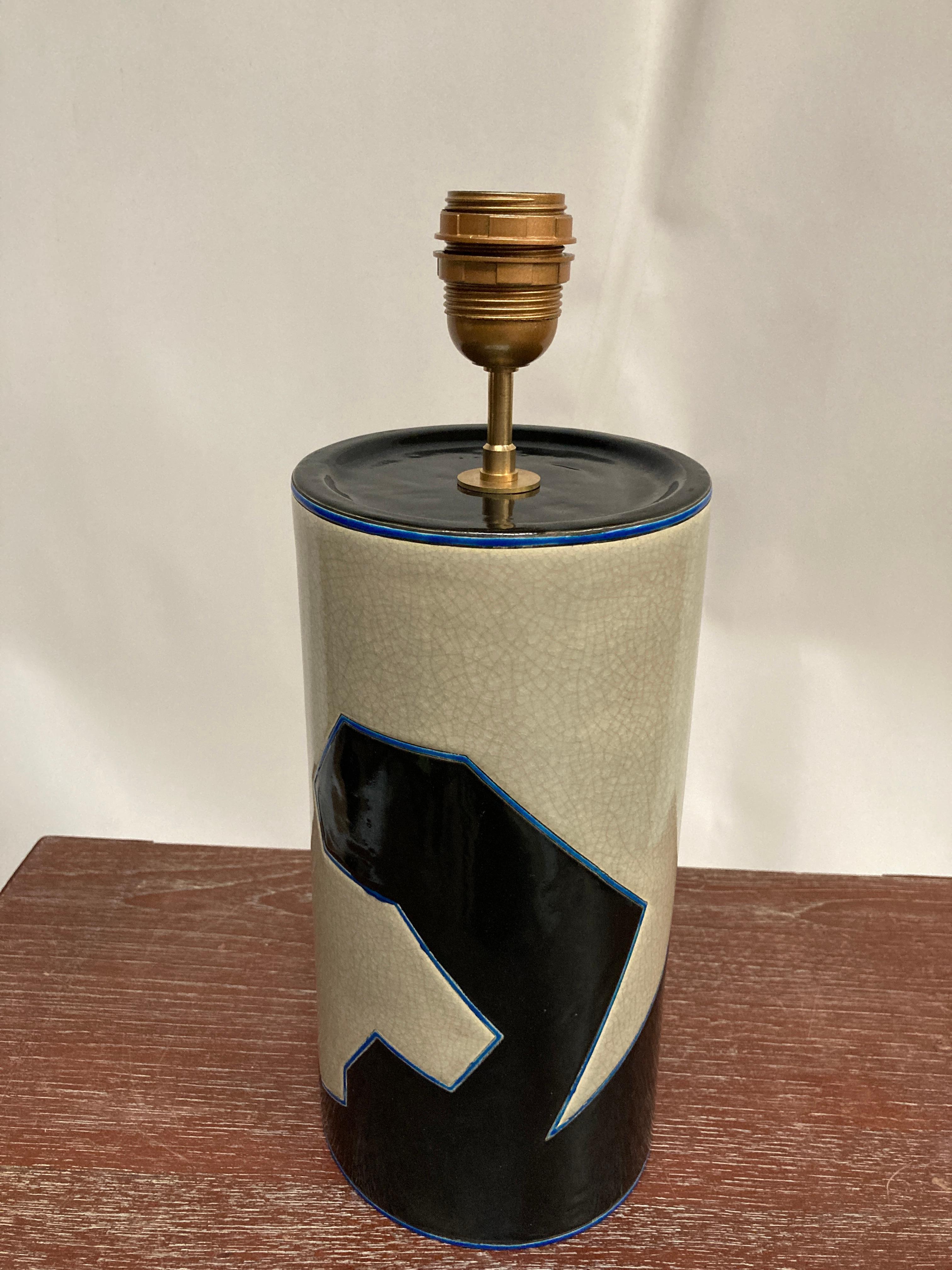 French 1980's Ceramic lamp by Longwy For Sale