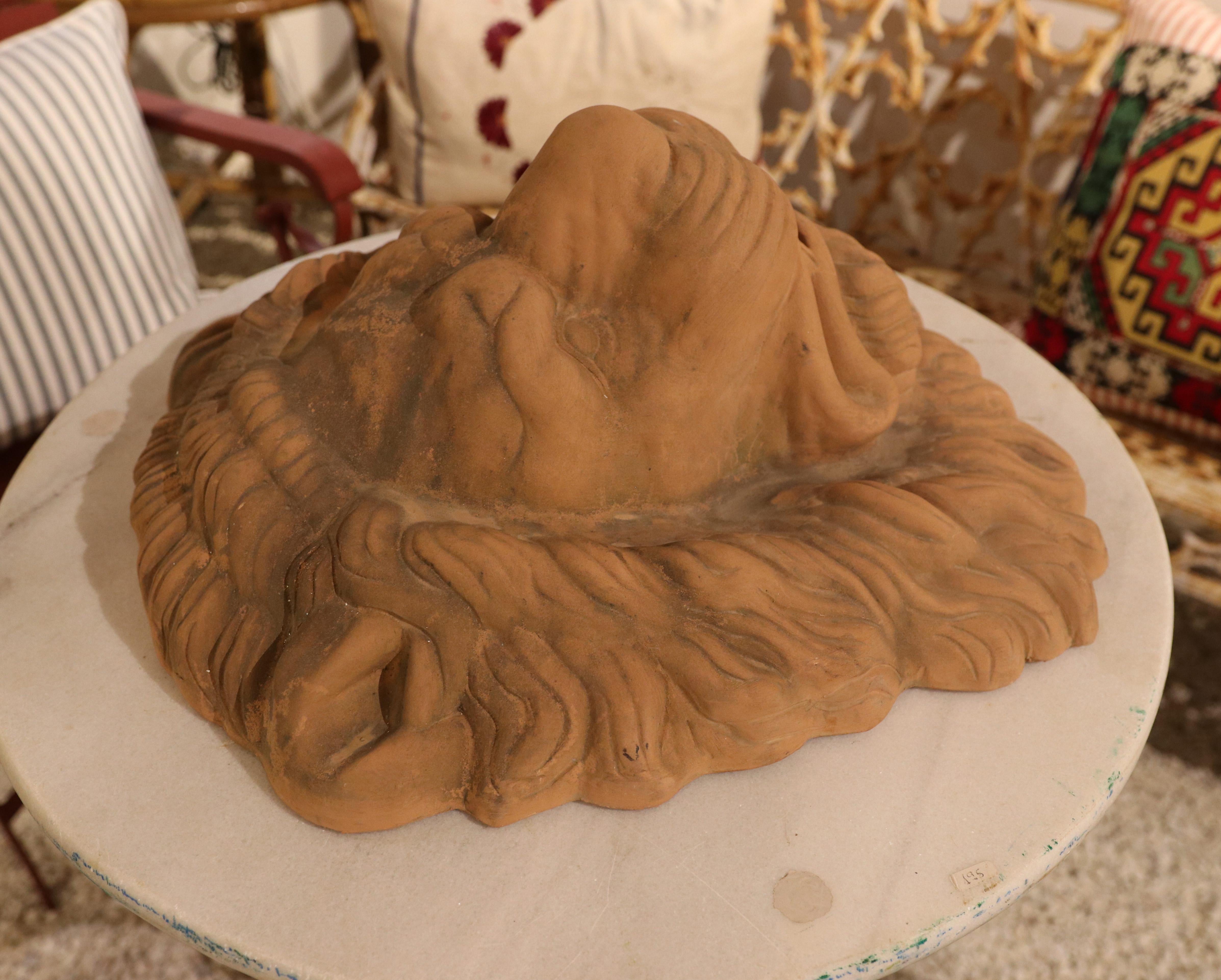 Masque de lion en céramique des années 1980 pour fontaine murale de jardin 5