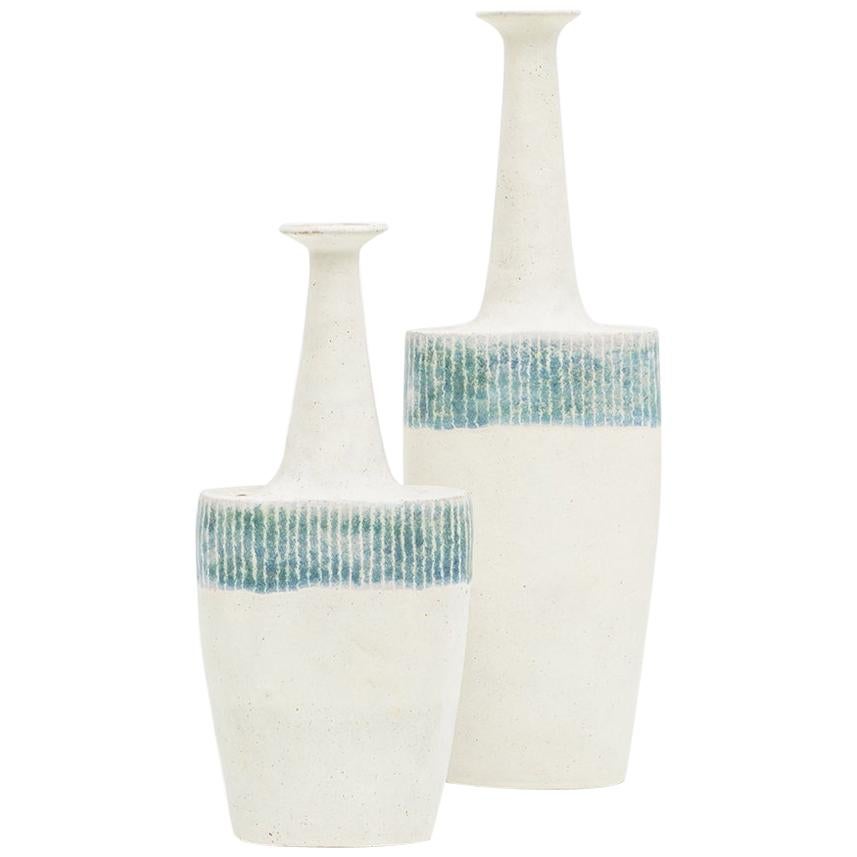 1980s Ceramic Set of Two Vases by Bruno Gambone 'b'