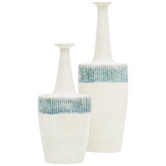 Vintage 1980s Ceramic Set of Two Vases by Bruno Gambone 'b'