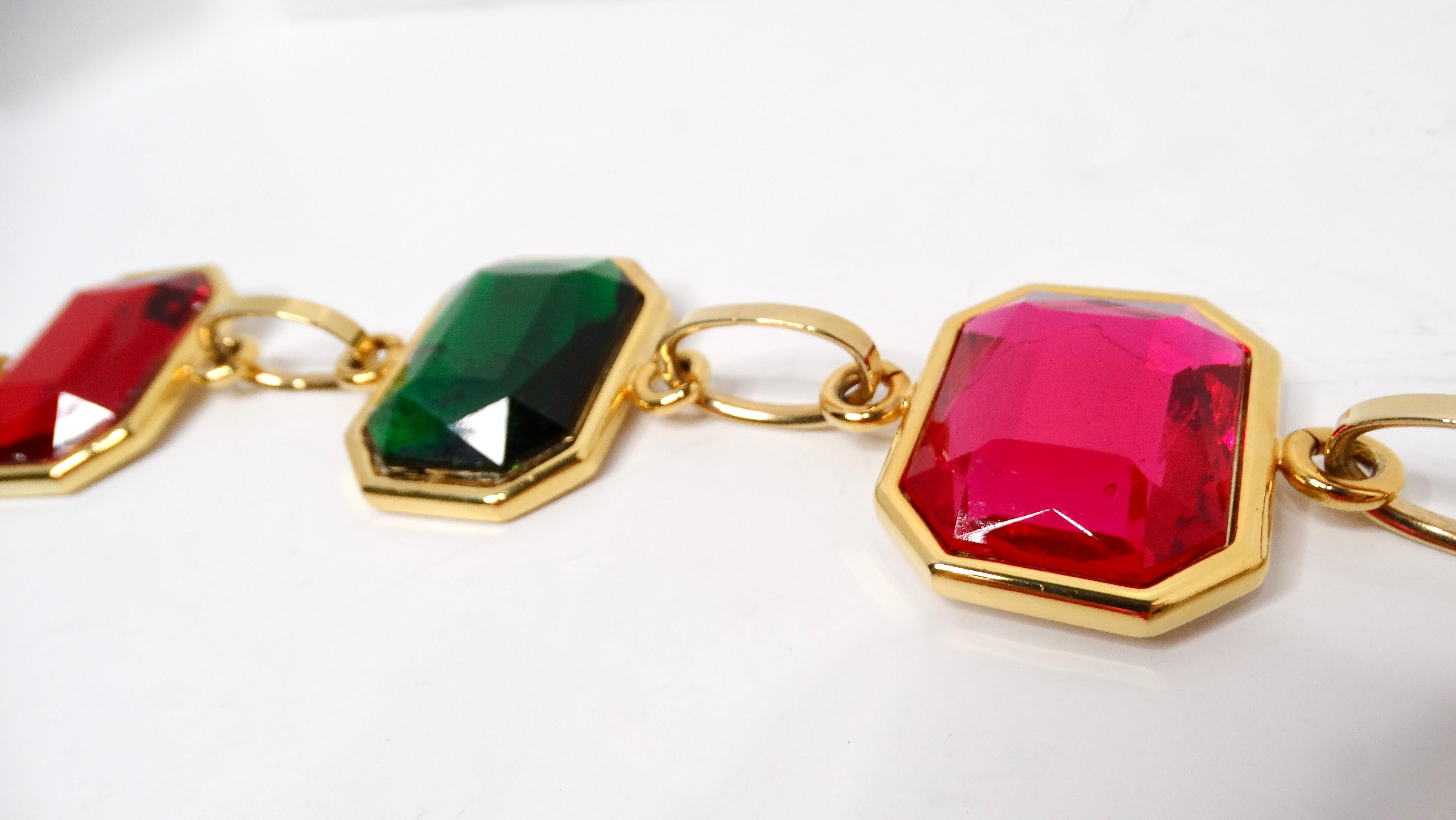 1980s Chain Link Multicolor Jewel-Tone Belt In Good Condition For Sale In Scottsdale, AZ