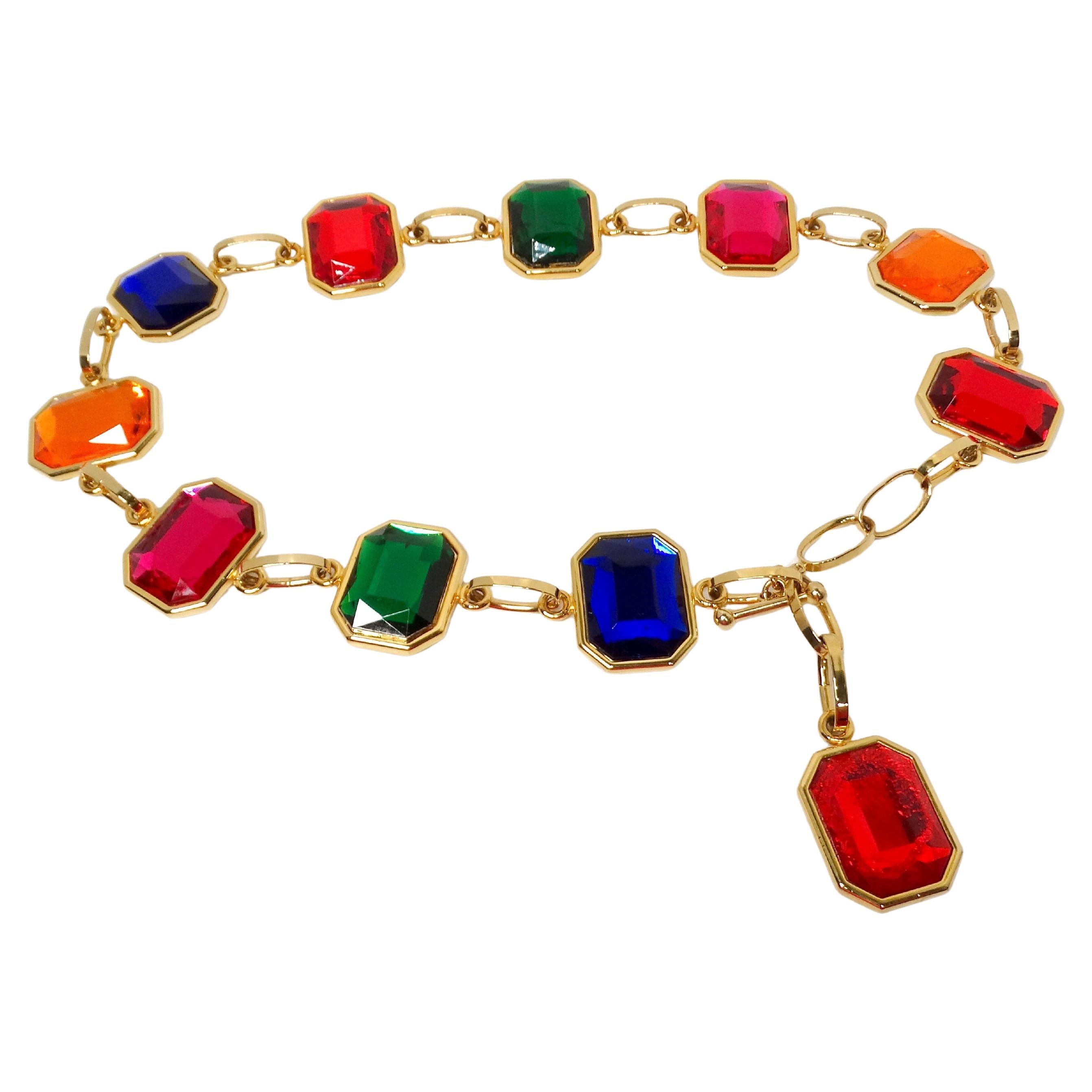 1980s Chain Link Multicolor Jewel-Tone Belt